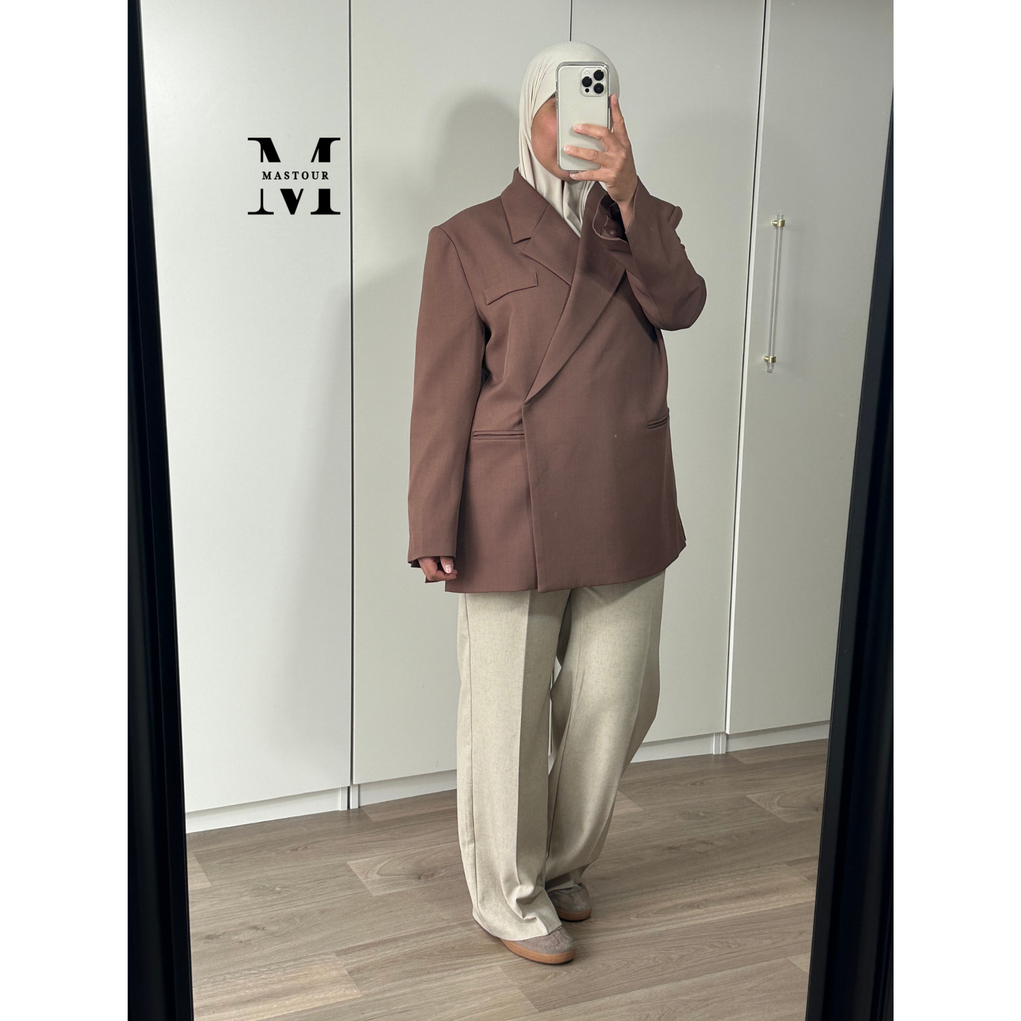 Pantalon Tailleur Beige fluide