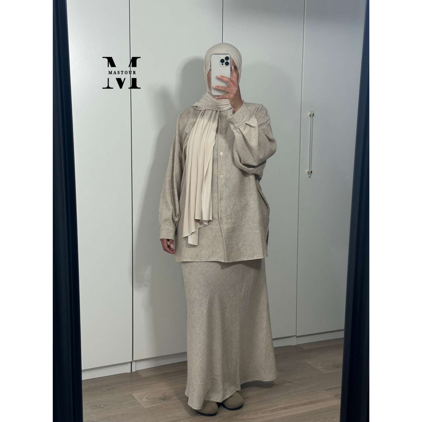 Ensemble Chemise & Jupe Longue Effet Lin
