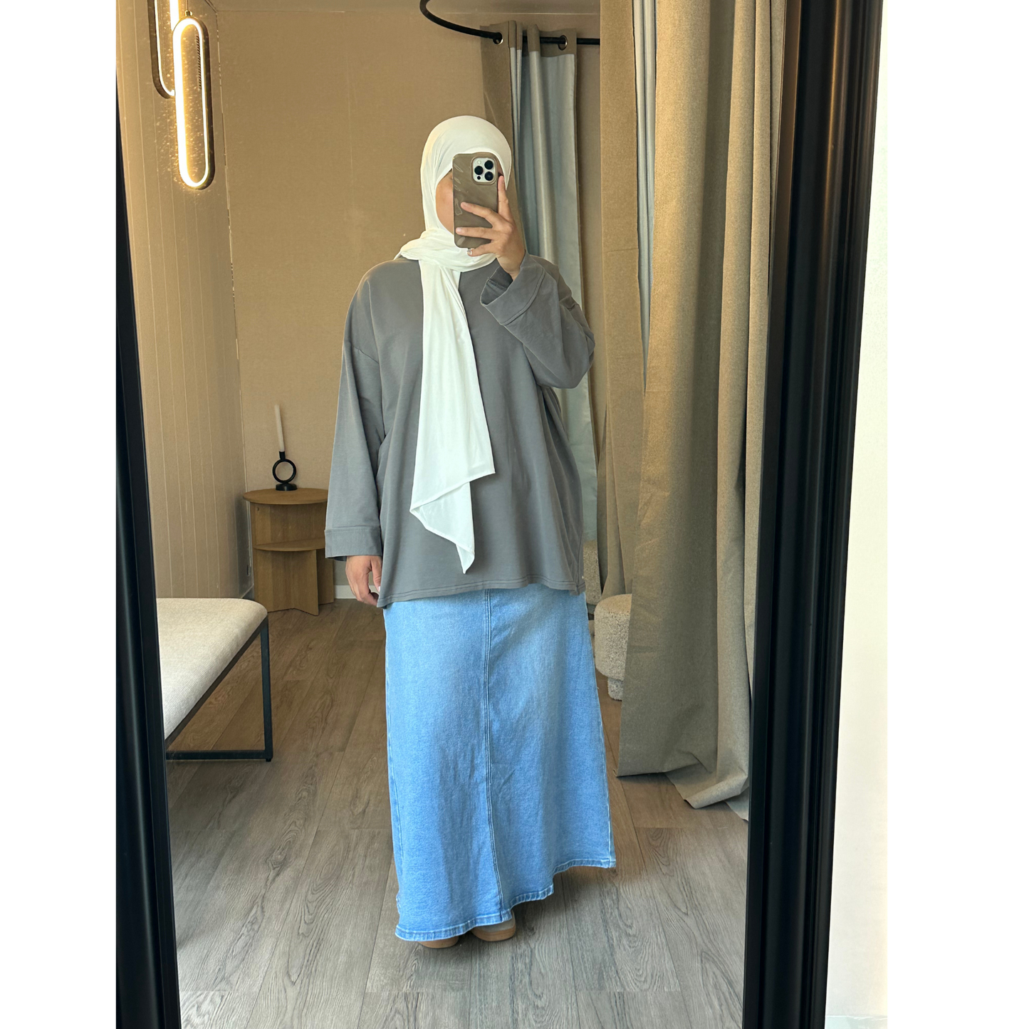 T-shirt Gris Manches Longues Gris