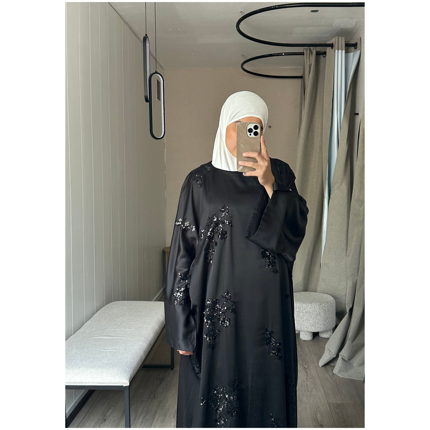 Abaya à sequins Noir