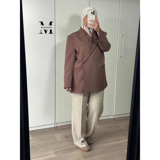 Pantalon Tailleur Beige fluide