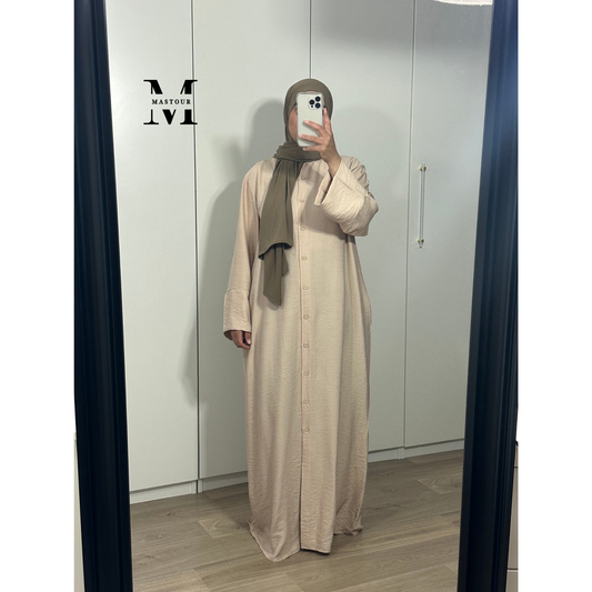 Robe Chemise Boutonnée – Beige Rosé