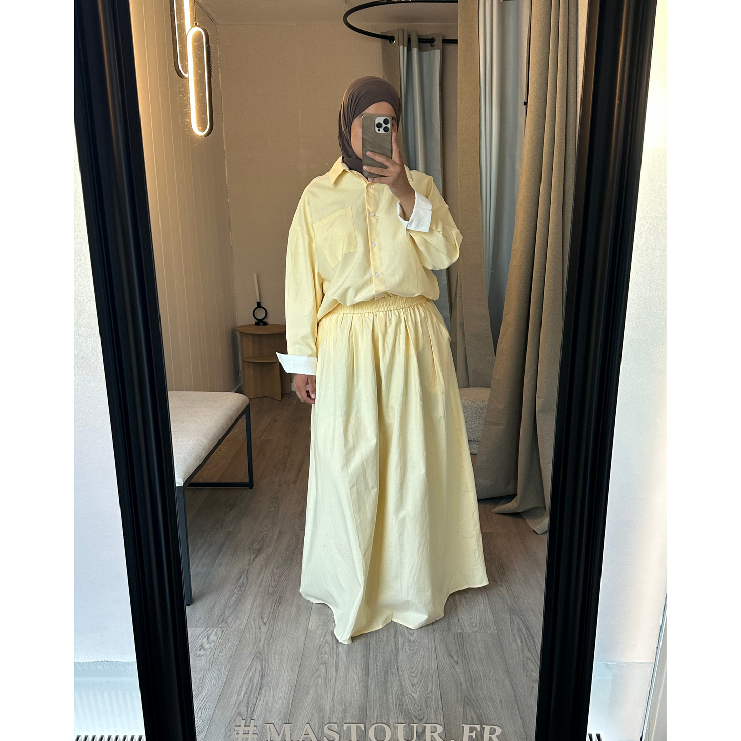 Jupe Longue en Lin Jaune Pastel