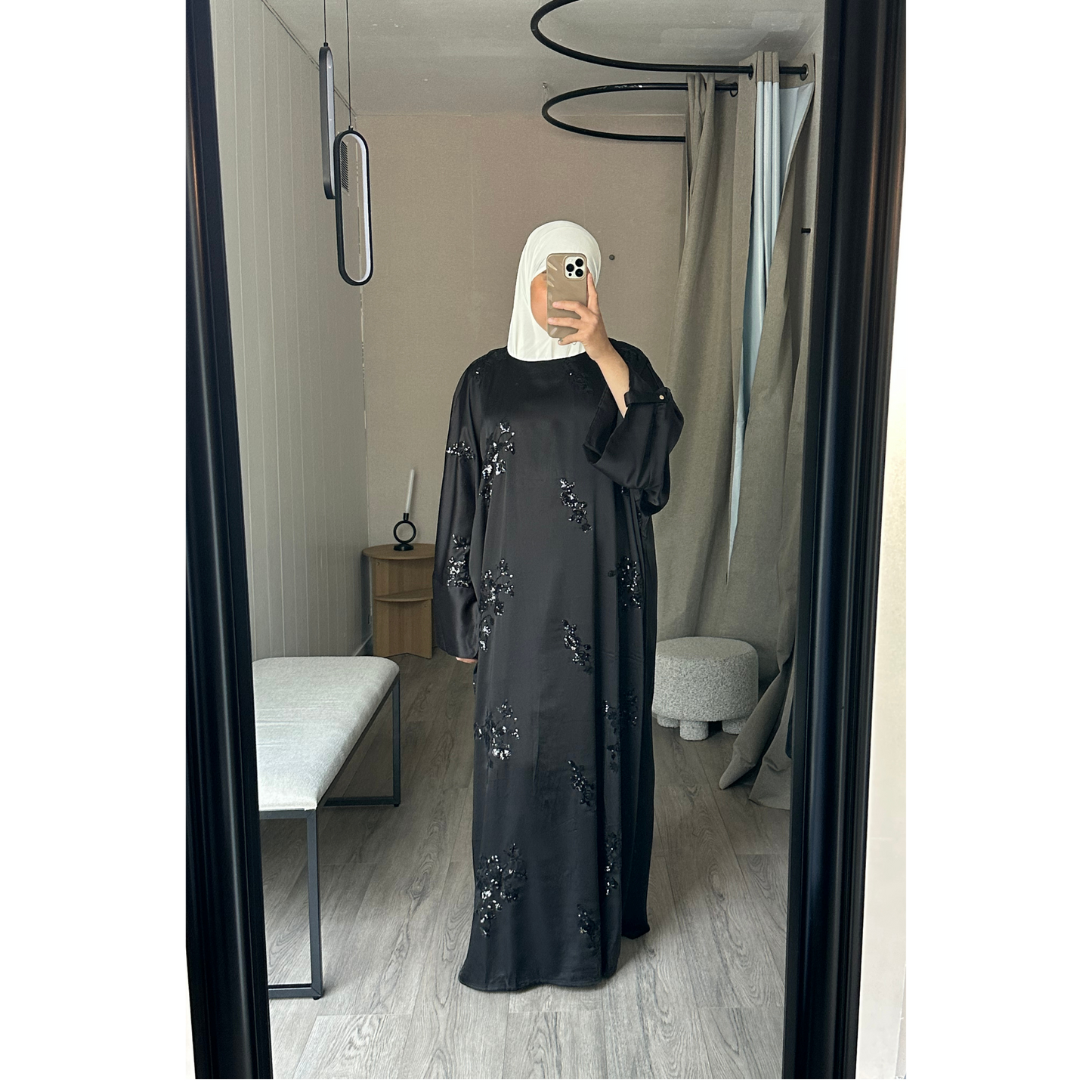 Abaya à sequins Noir