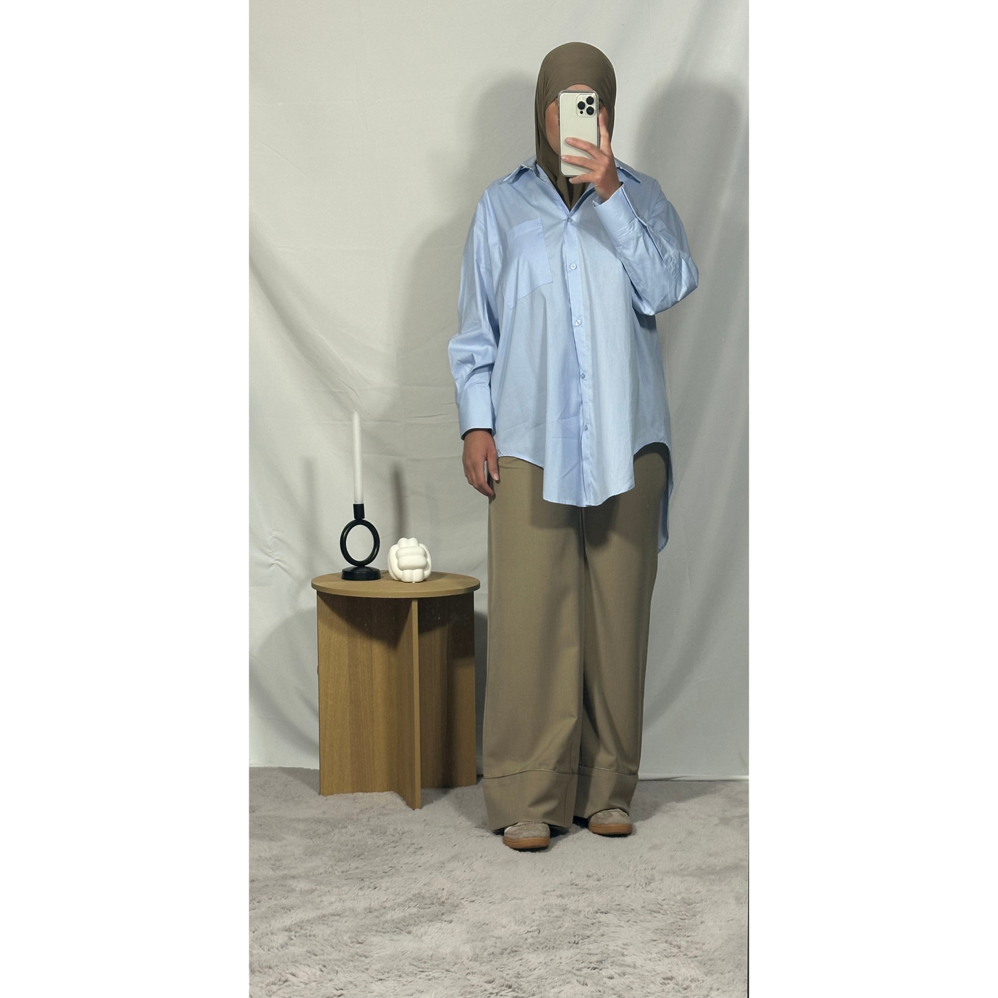 Chemise Basique avec Poche Bleu Ciel