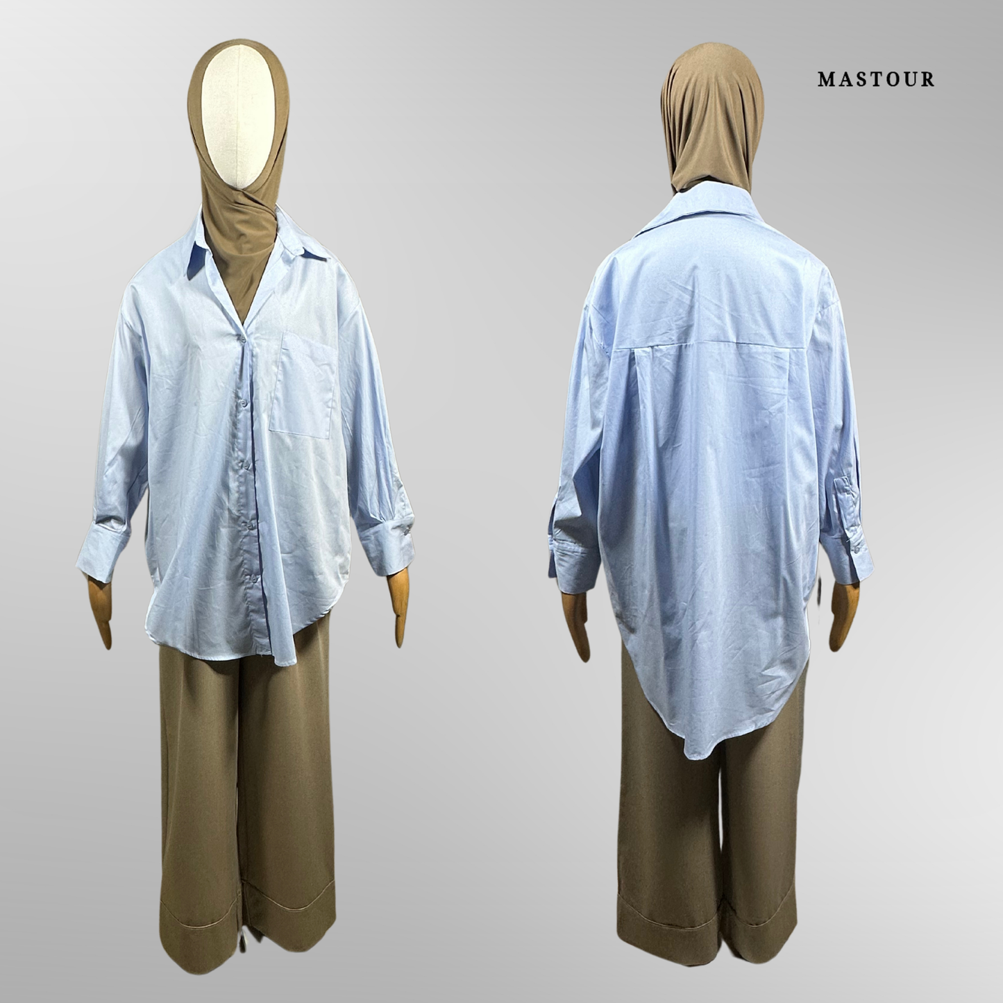 Chemise Basique avec Poche Bleu Ciel