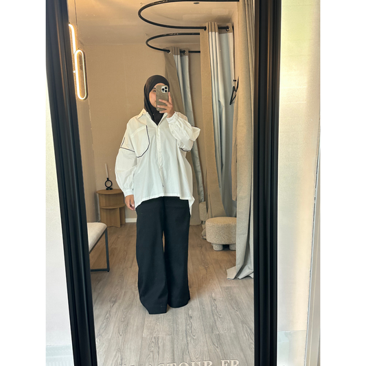 Chemise oversize Blanche avec Détails noir