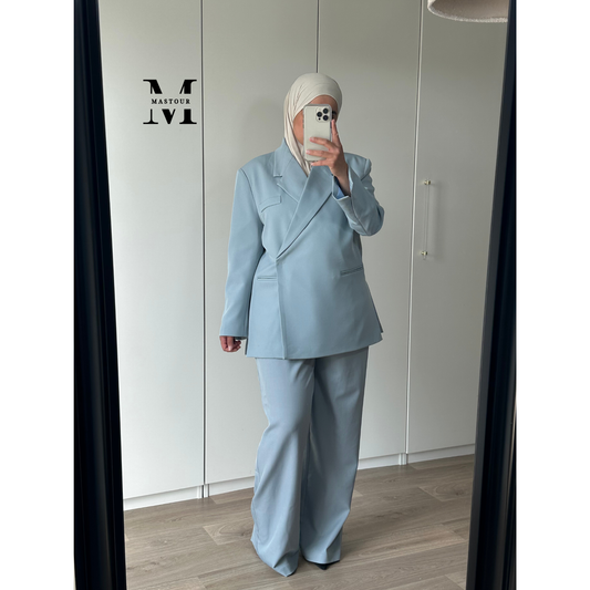 Pantalon Tailleur Bleu Ciel