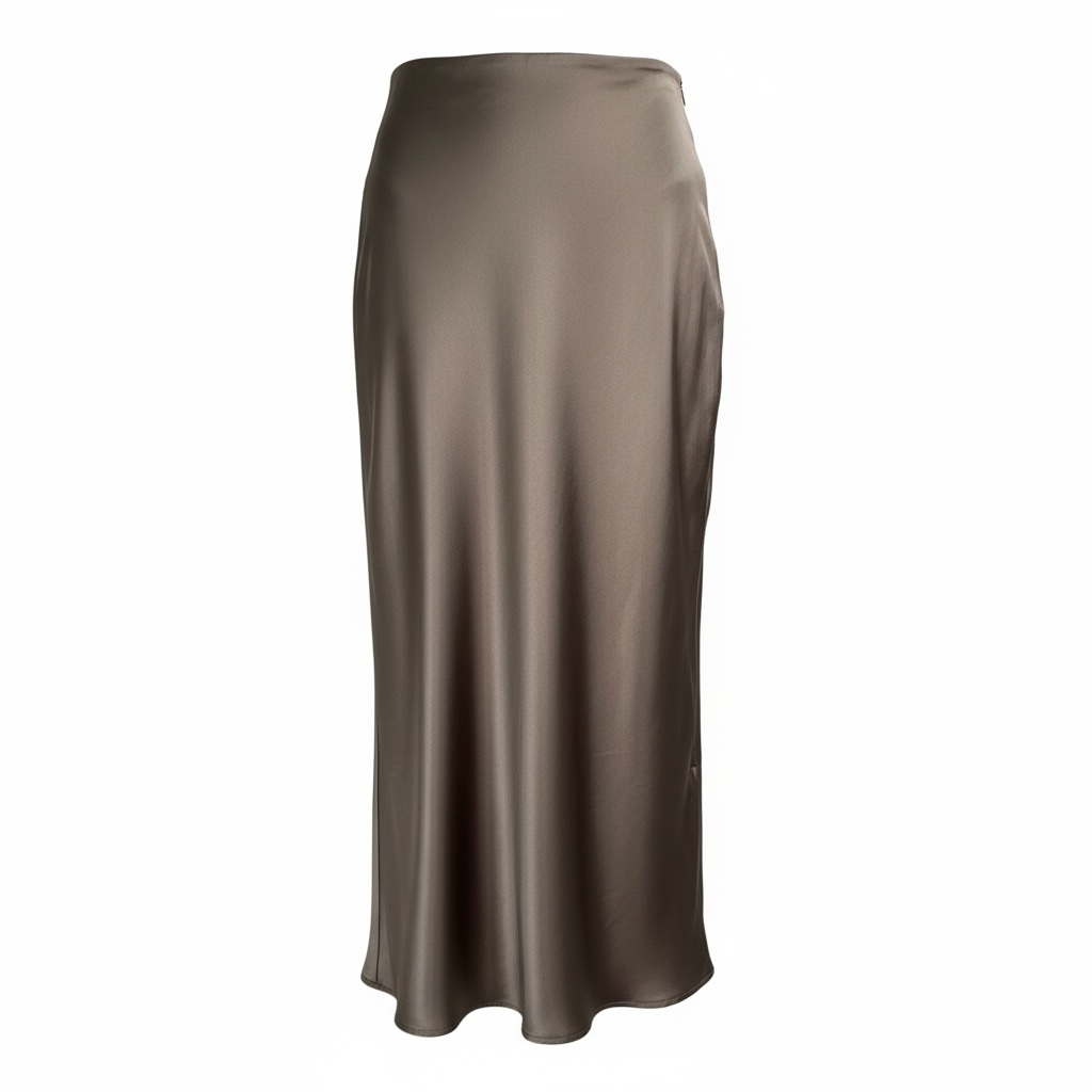 Jupe droite Satiné Marron