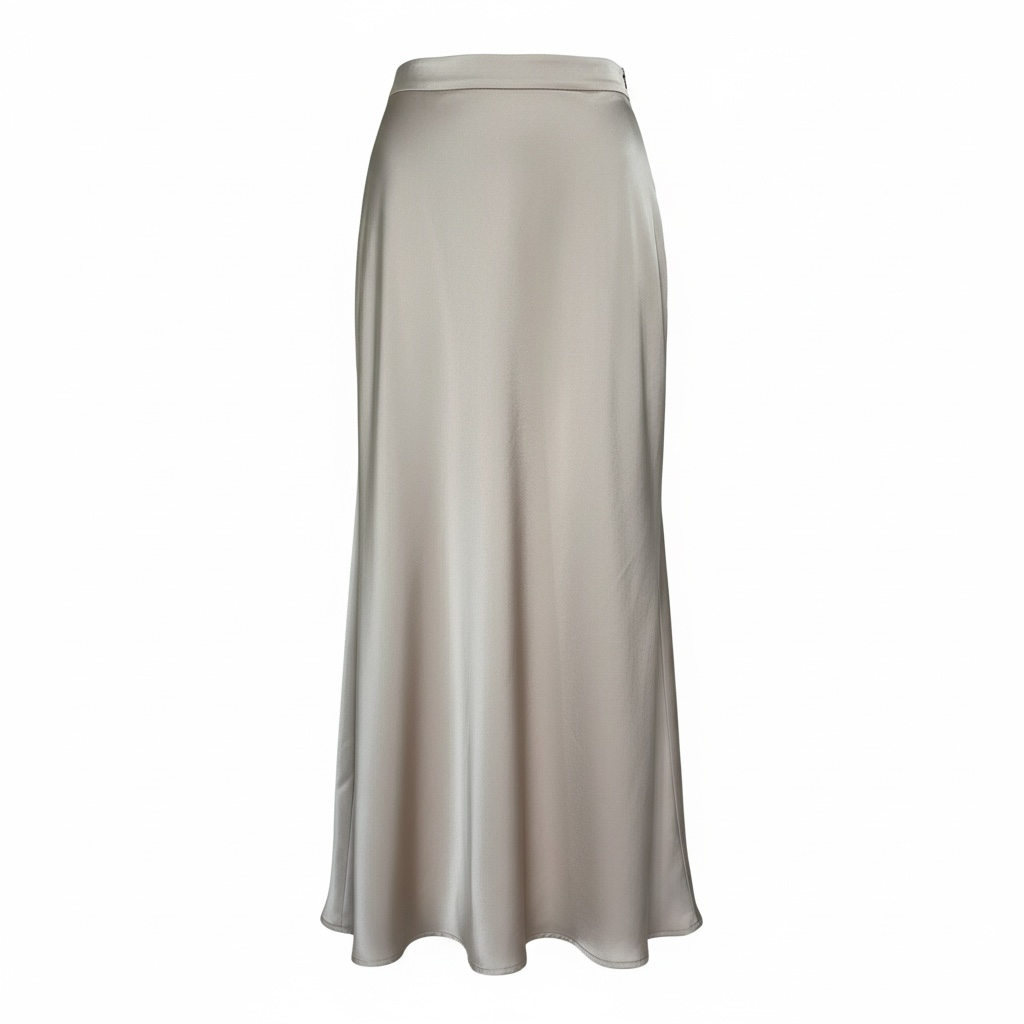 Jupe Satinée Évasée Beige