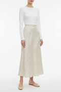 Jupe Satiné à petit pois Beige