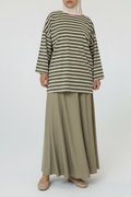 T-Shirt Rayé Oversize - Kaki Rose