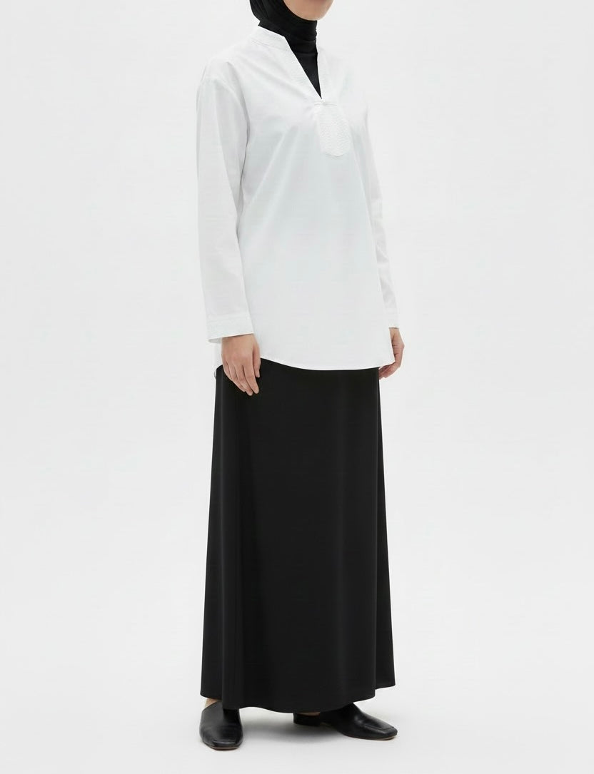 Tunique Inspiration col Asiatique - Blanc